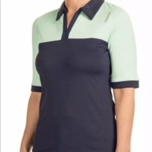 REEBOK POLO SHIRT MINT & NAVY MOISTURE WICKING